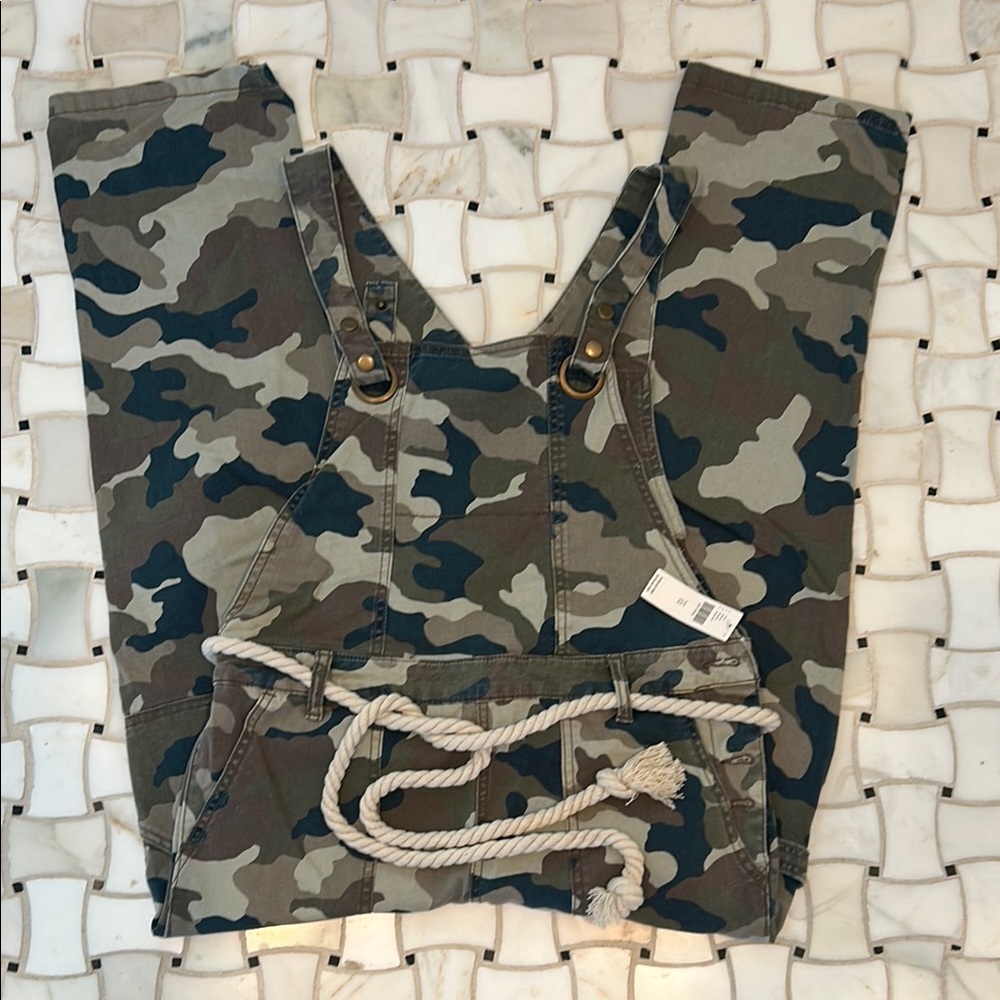 Camouflage Overalls with Rope Belt